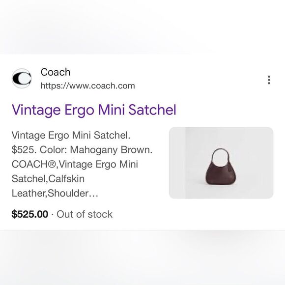 COACH Vintage Ergo Mini
Satchel in Mahogany Brown - Picture 5 of 16